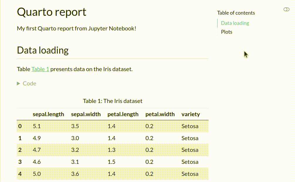 Quarto report from Jupyter Notebook